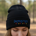 Democrazy Cuffed Beanie – Political Satire Knit Hat