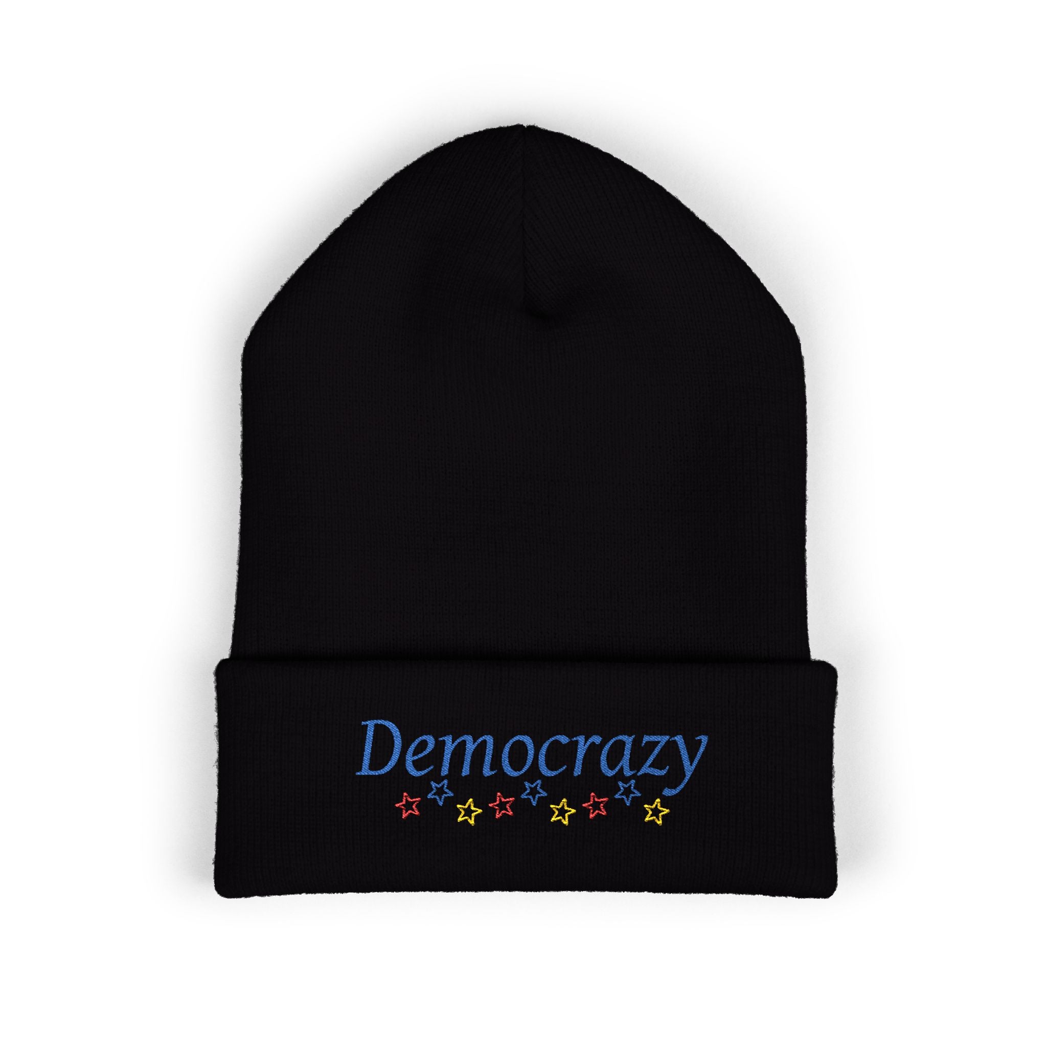 Democrazy Cuffed Beanie – Political Satire Knit Hat