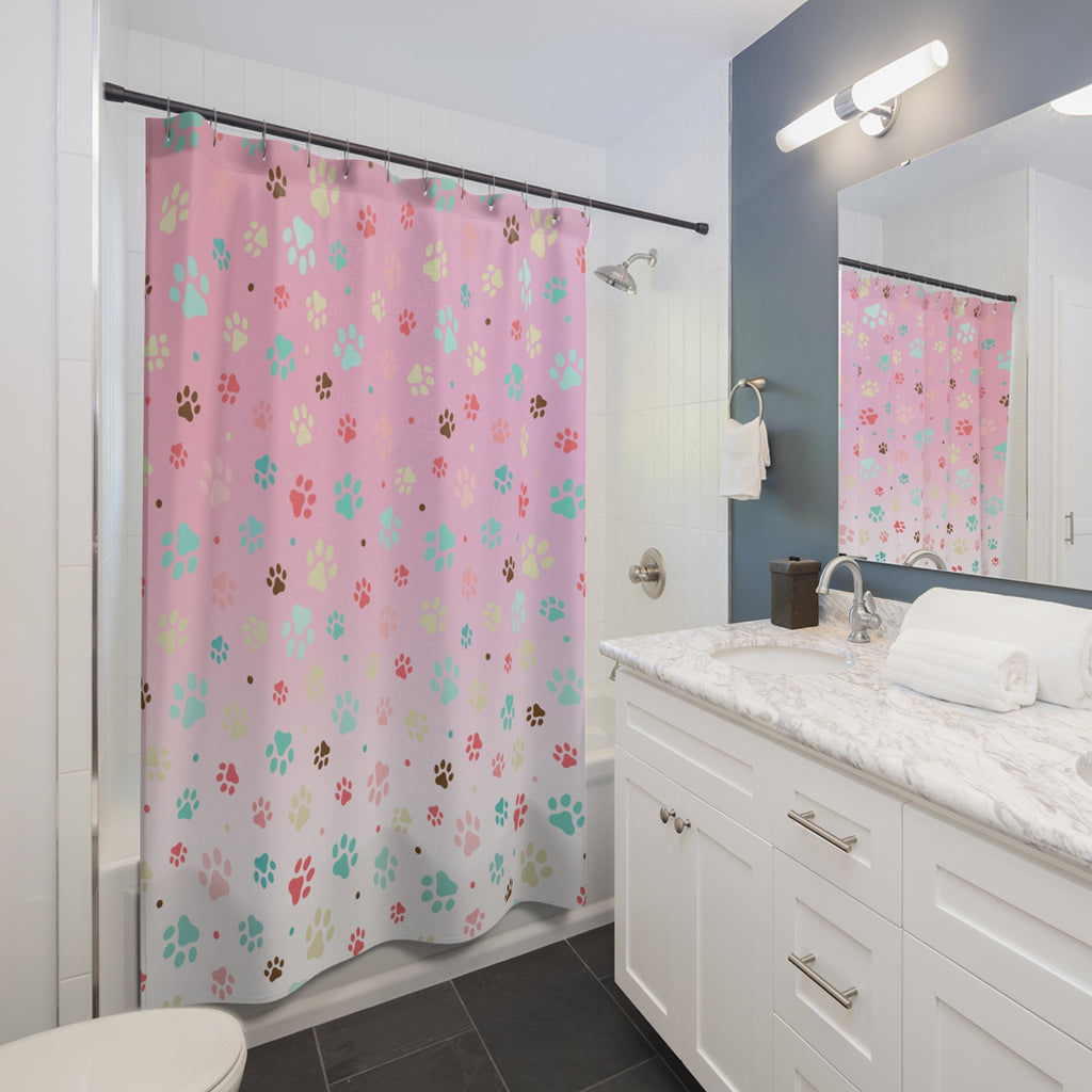 Cute Paw Print Shower Curtain for Pet Lovers Printify