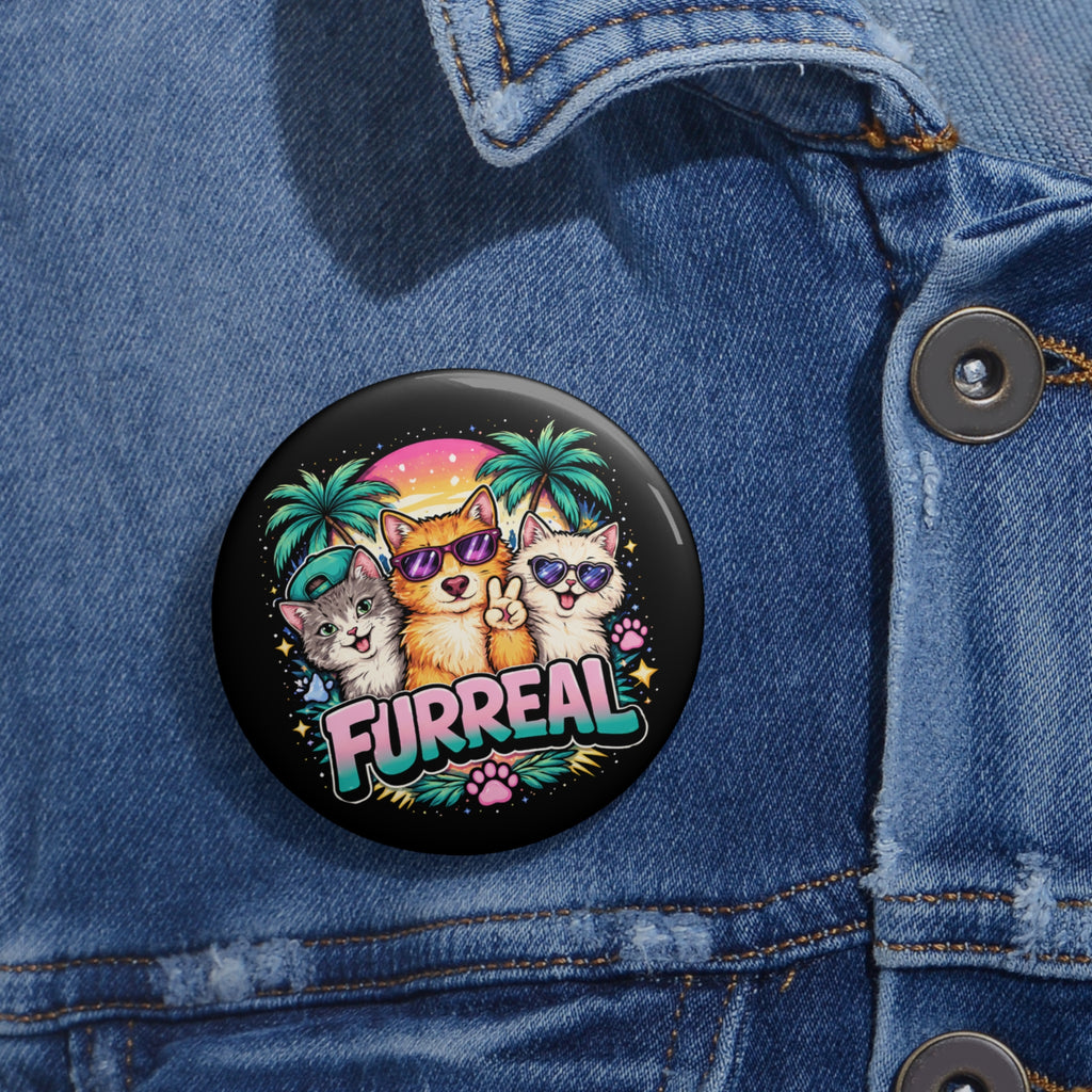 Furreal Retro Cat Vibes – Glossy Pinback Button