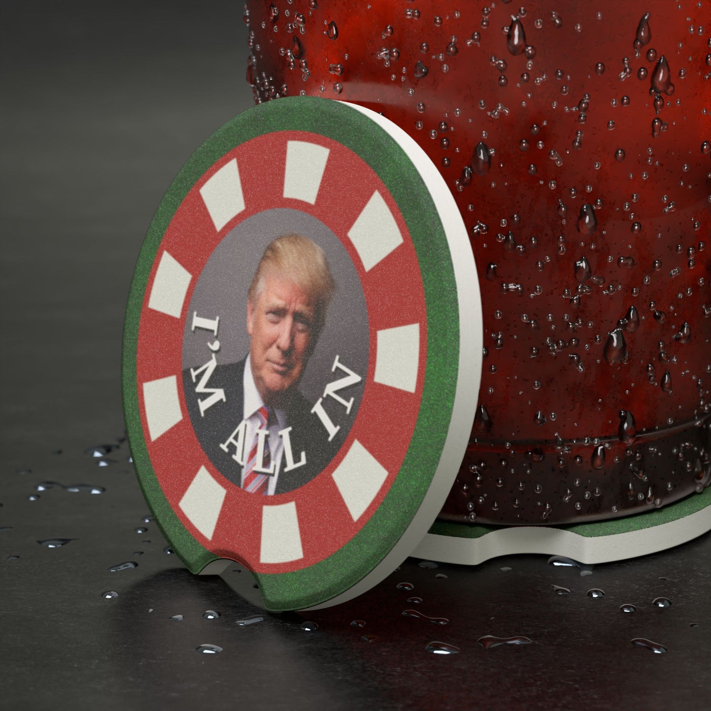 I'm All In with Trump Soapstone Car Coaster
