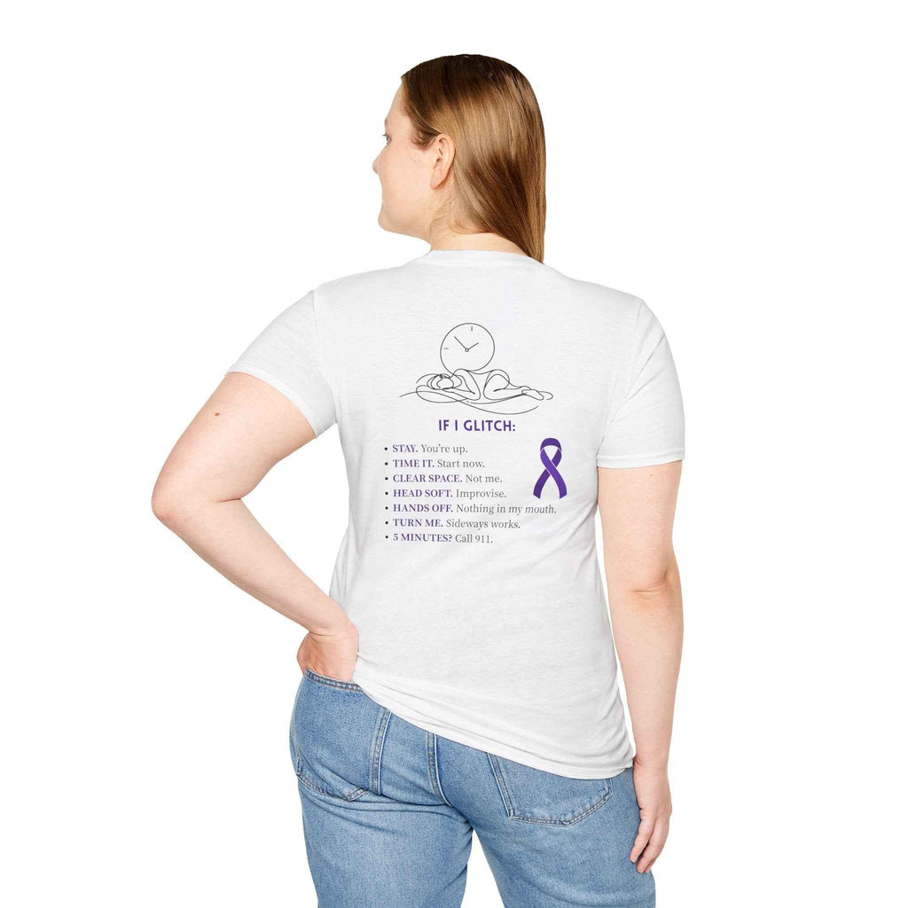 Glitch Happens Tee – Minimalist Seizure First Aid Shirt | Epilepsy Awareness | Neurostrong Apparel