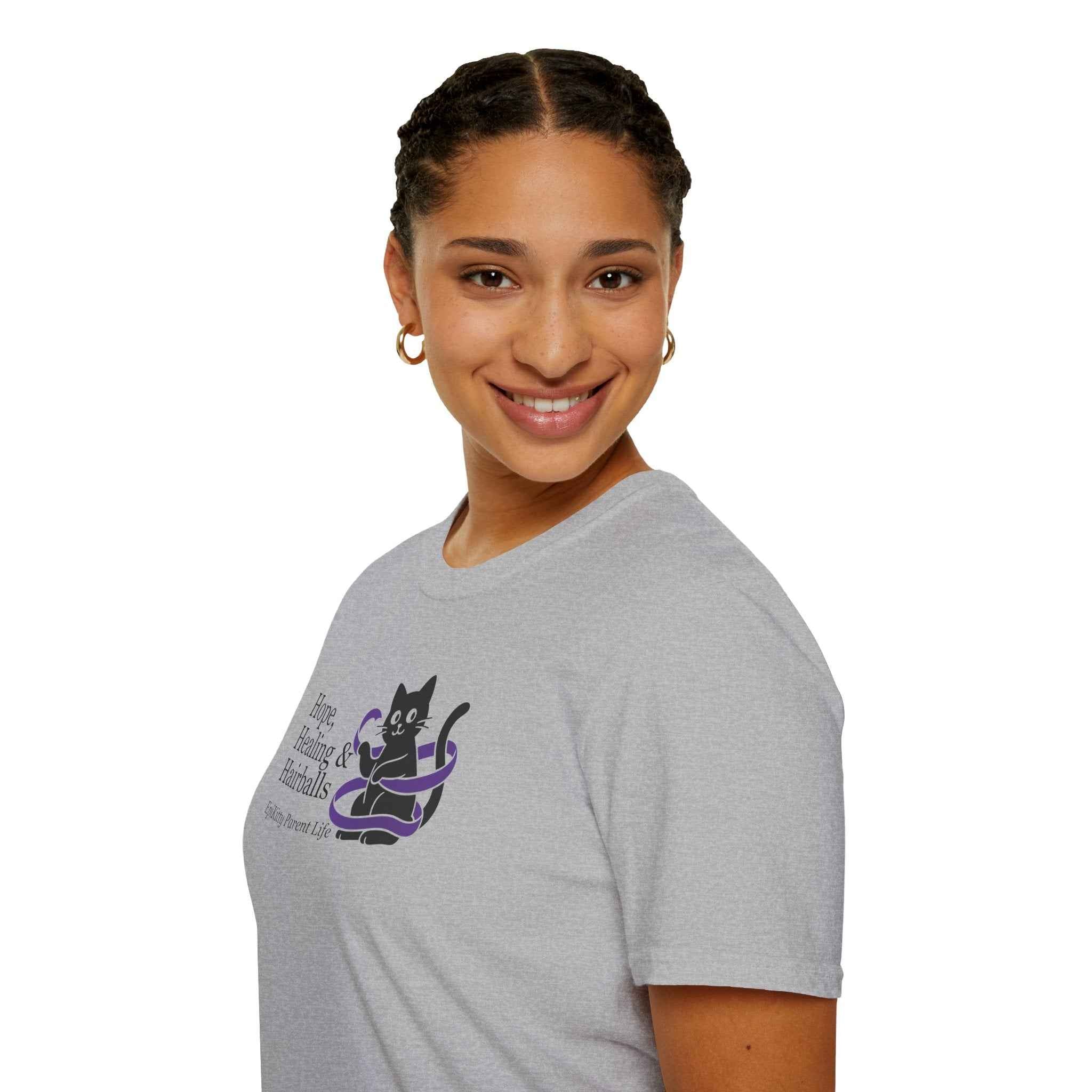 Hope, Healing & Hairballs Cat T-Shirt – Epikitty Parent Awareness Tee