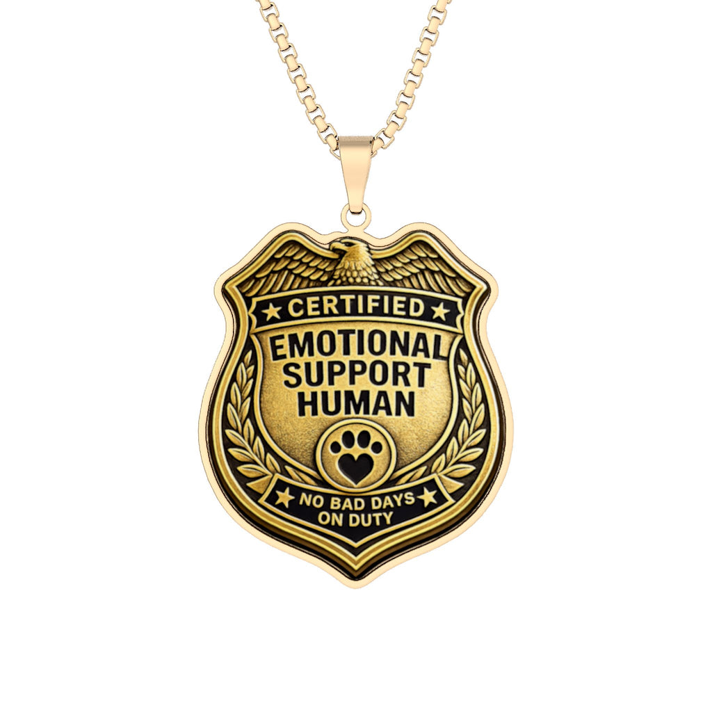 Certified Emotional Support Human Badge Necklace | Faux Official Pendant