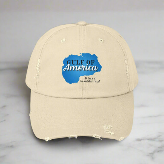 Unisex Distressed Cap - Gulf of America: A Beautiful Ring Printify