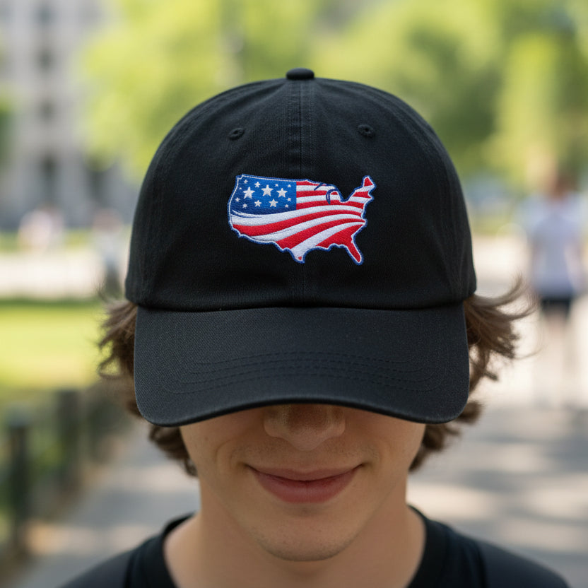 USA Map Embroidered Hat – Patriotic Political Parody Cap