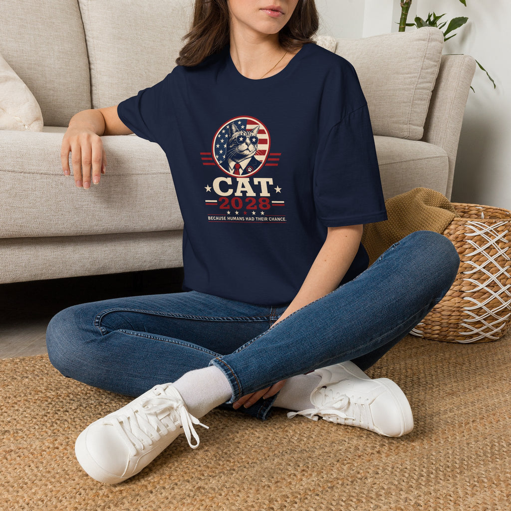 CAT 2028 T-Shirt | Because Humans Had Their Chance Funny Cat Campaign Tee