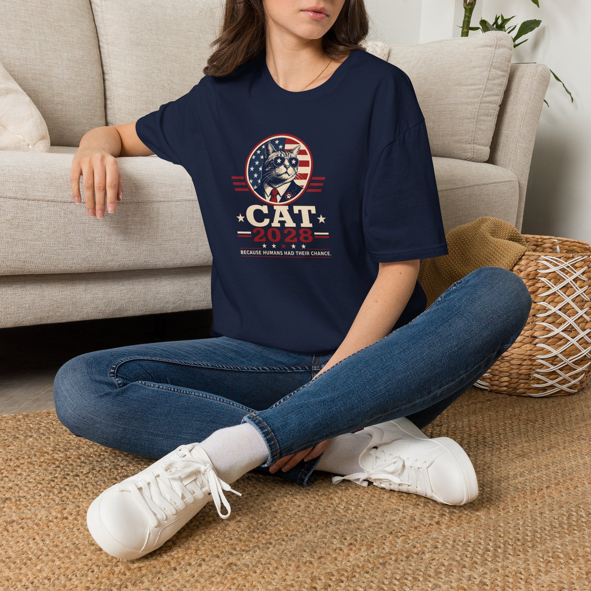 CAT 2028 T-Shirt | Because Humans Had Their Chance Funny Cat Campaign Tee