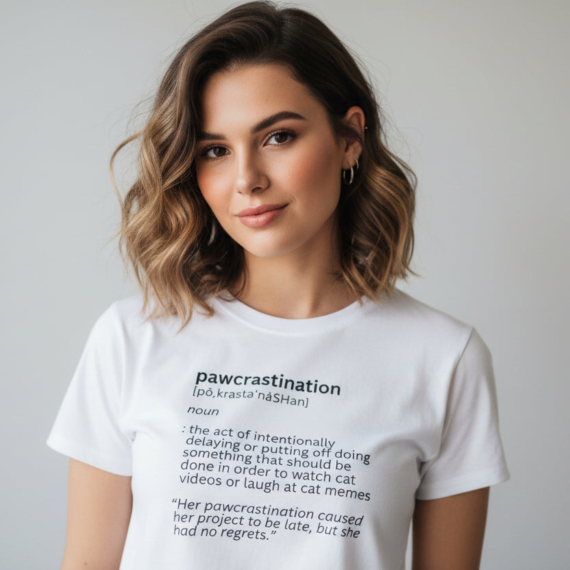 Photo depicting the ​Pawcrastination Women's Softstyle Tee from EpiAl's Shop.