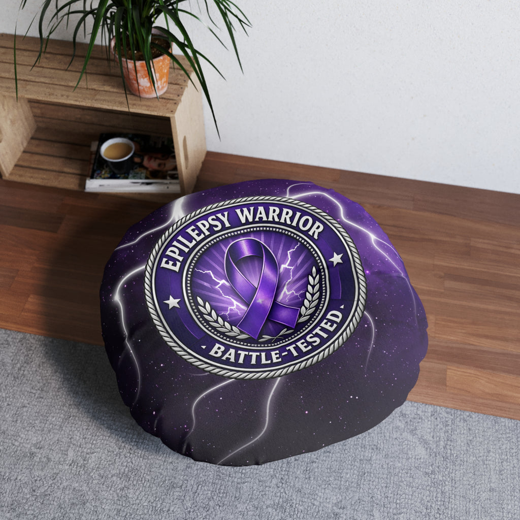 Epilepsy Warrior – Battle-Tested Round Floor Pillow