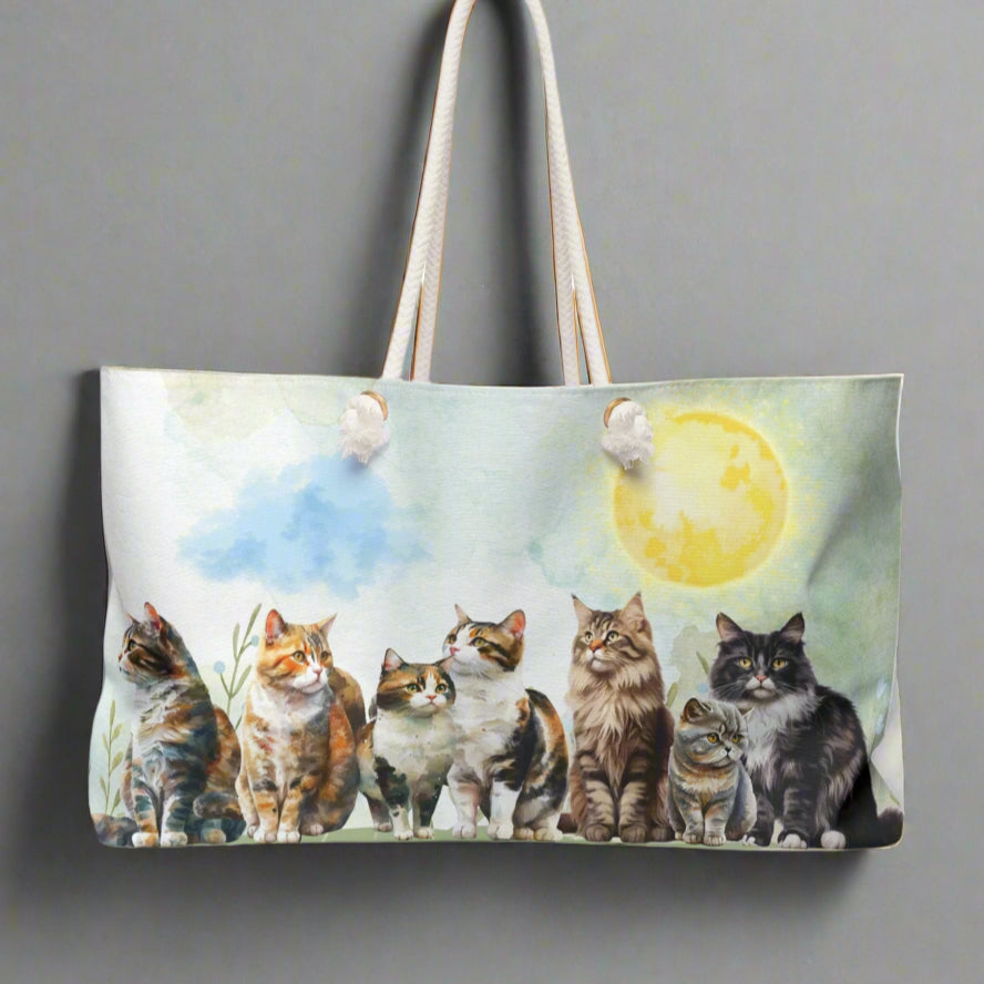 Charming Watercolor Cat Weekender Bag
