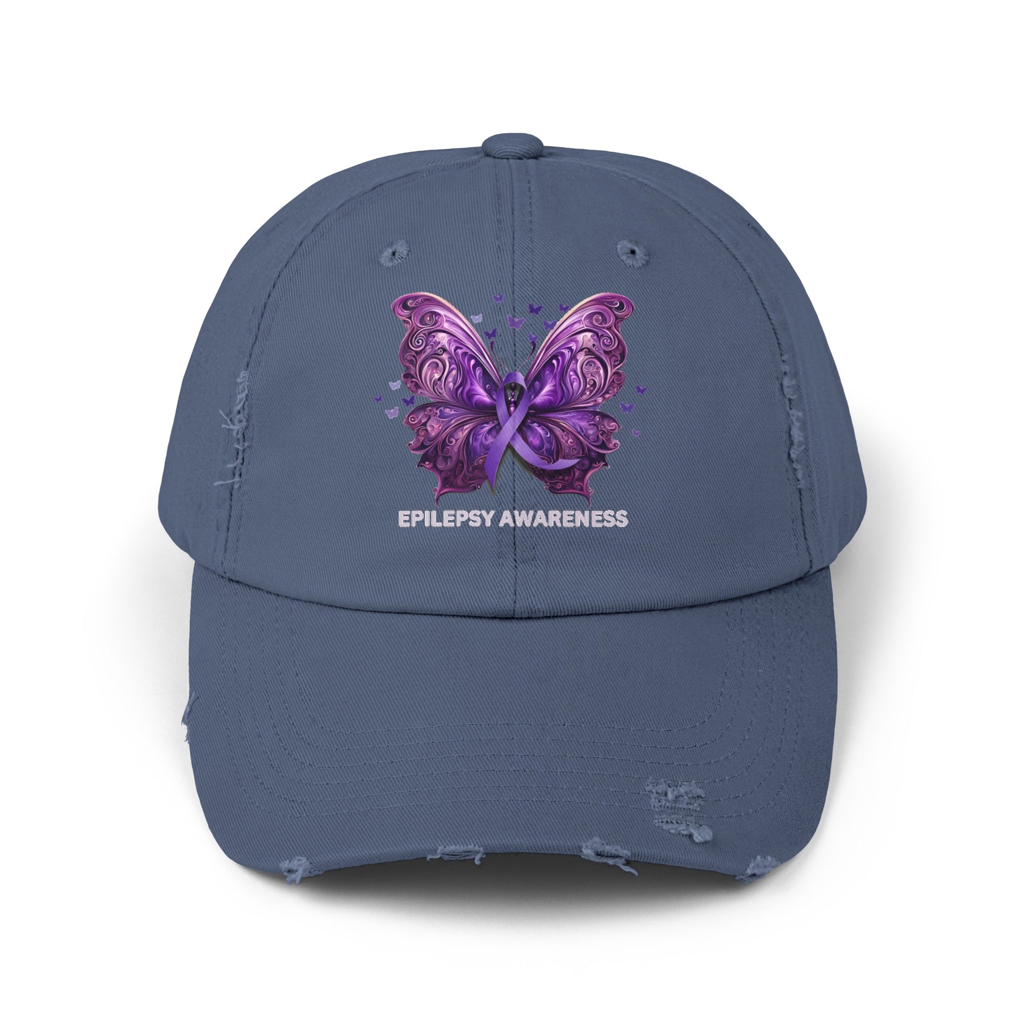 Epilepsy Butterfly Unisex Distressed Cap - Hats - Epileptic Al’s Shop
