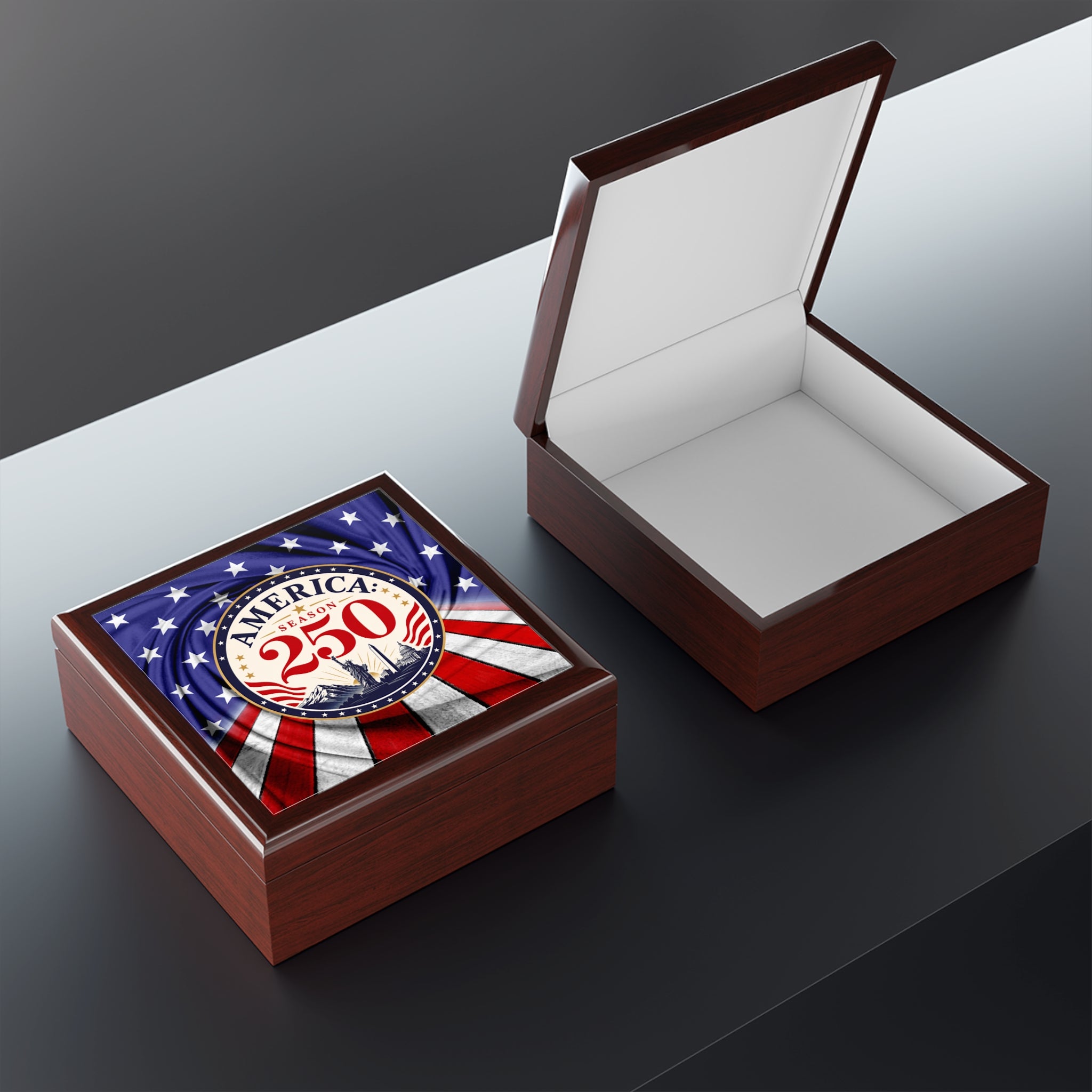 America 250 Patriotic Jewelry Box | Vintage Americana Keepsake Box