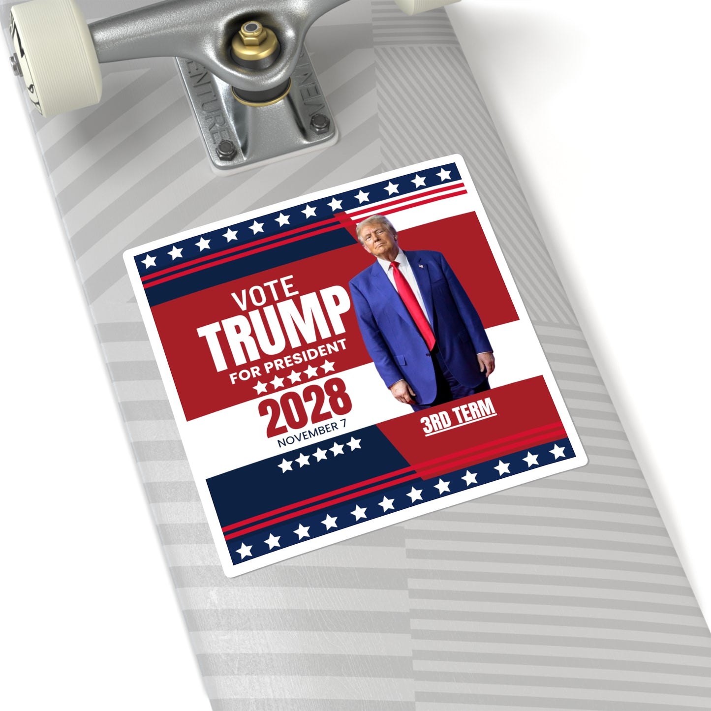 Vote Trump 2028 Campaign Square Stickers - 3rd Term Election Merchandise