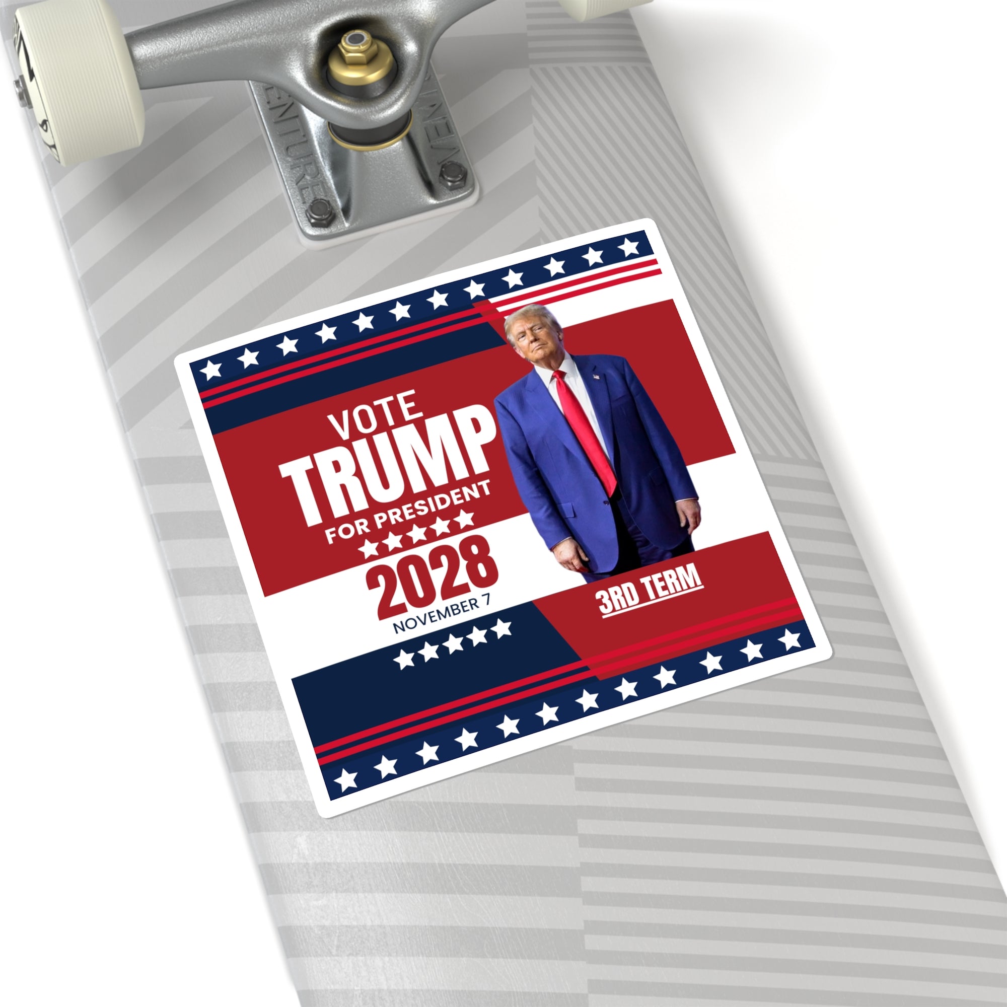 Vote Trump 2028 Campaign Square Stickers - 3rd Term Election Merchandise