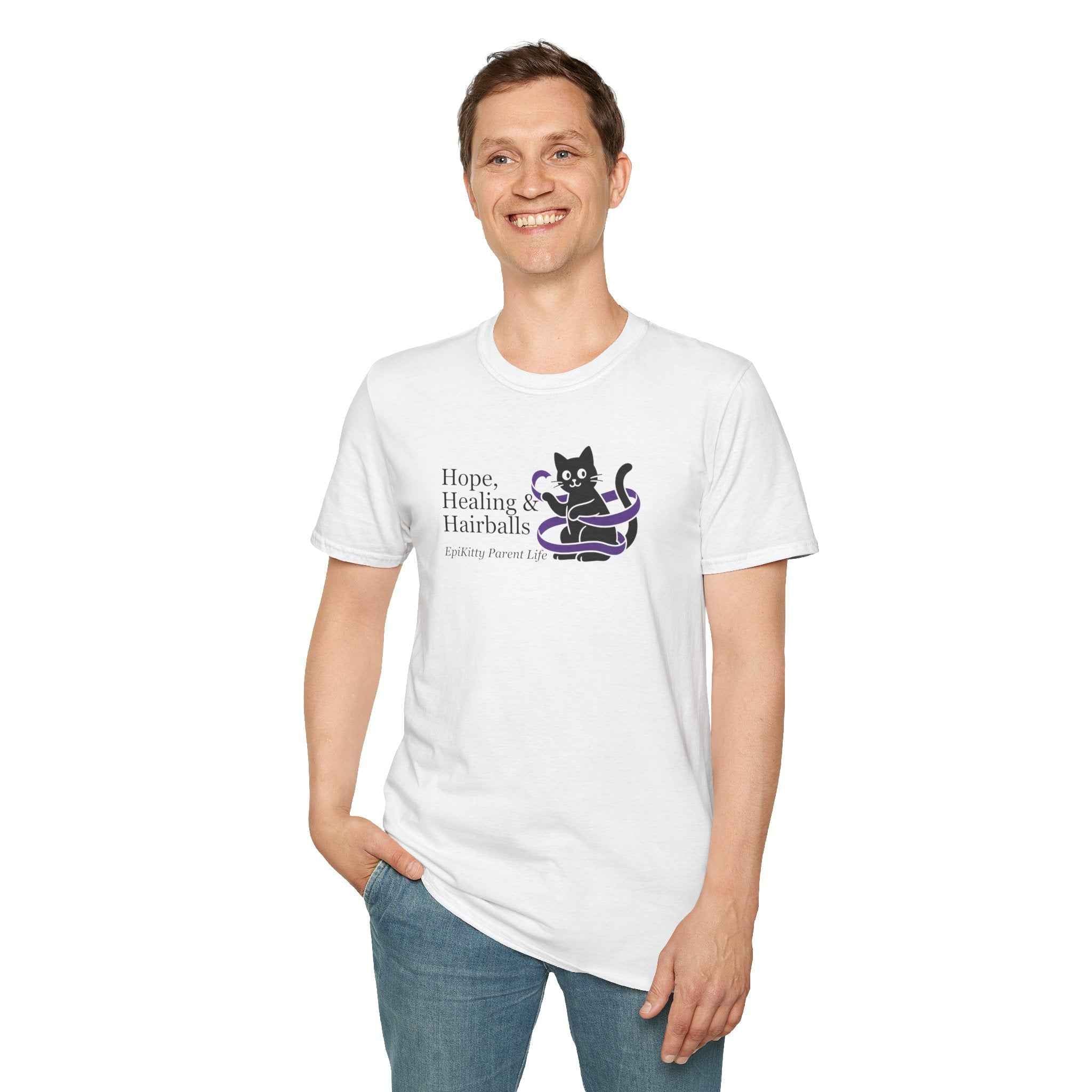 Hope, Healing & Hairballs Cat T-Shirt – Epikitty Parent Awareness Tee