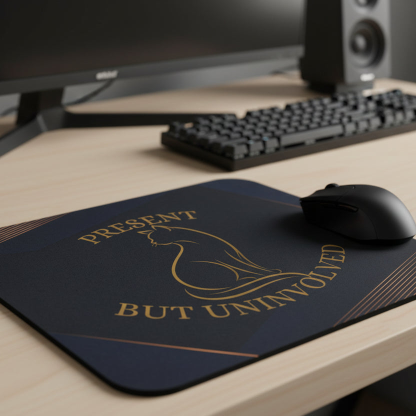 Present, But Uninvolved Cat Mouse Pad | Gold Cat Desk Accessory