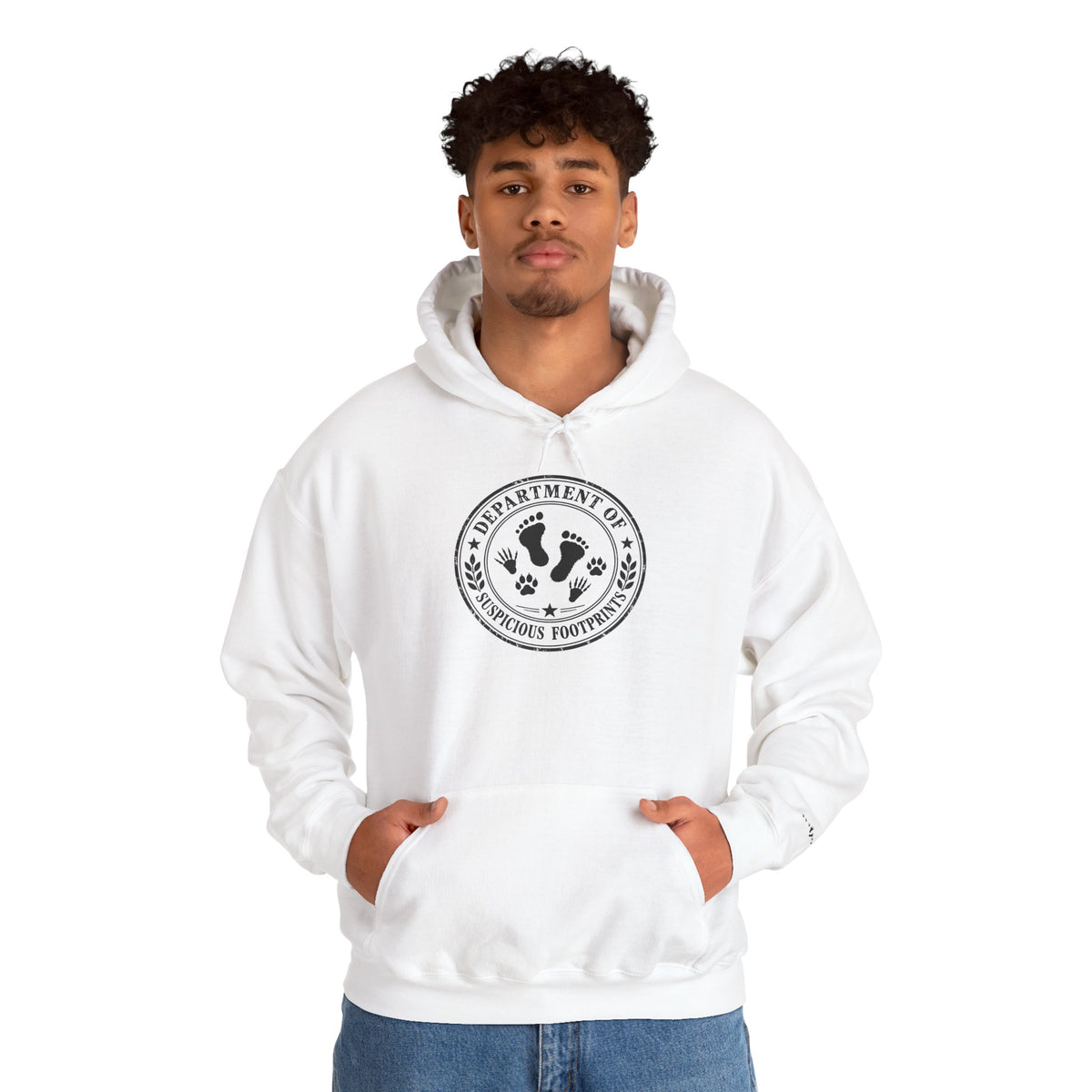 Department of Suspicious Footprints Hoodie | Bigfoot, Raccoon & Cat Cryptid Sweatshirt