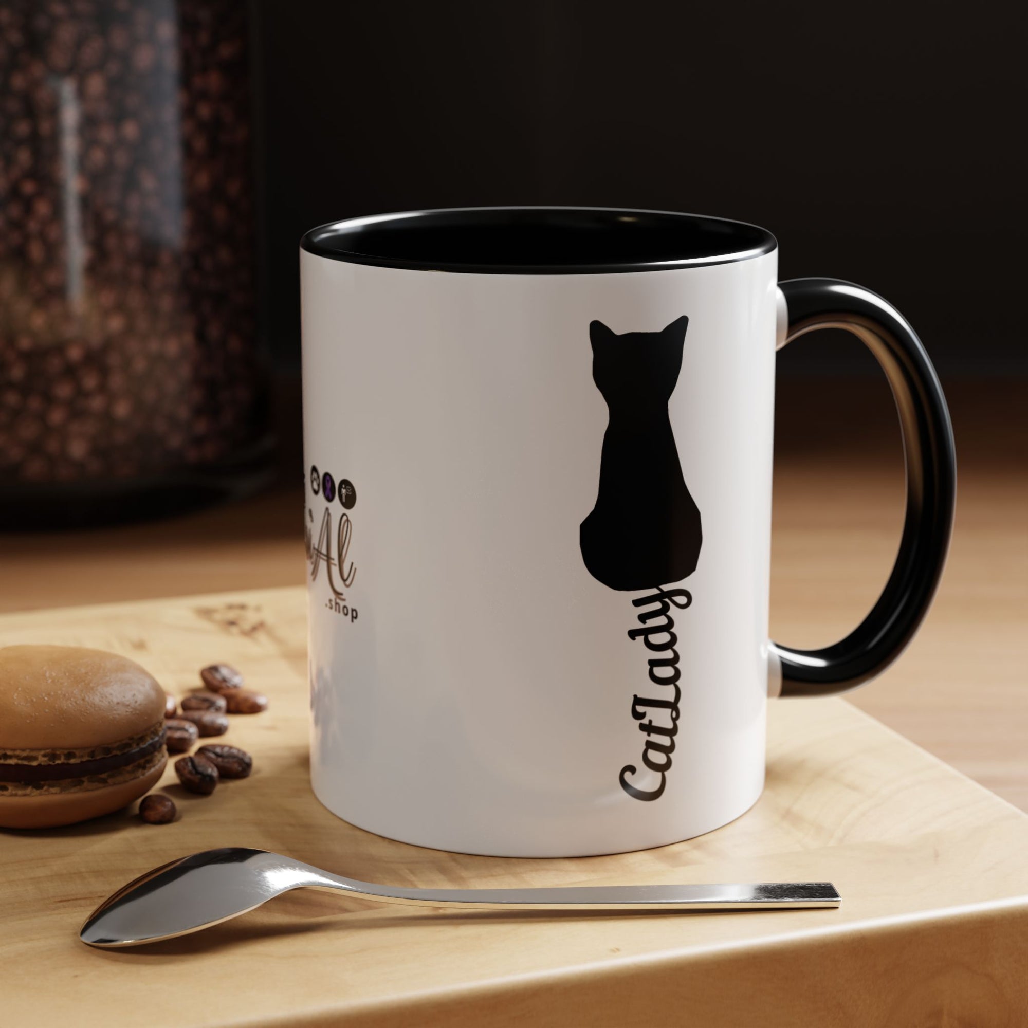 Cursive Tail Cat Lady Coffee Mug, Gift for Cat Lovers