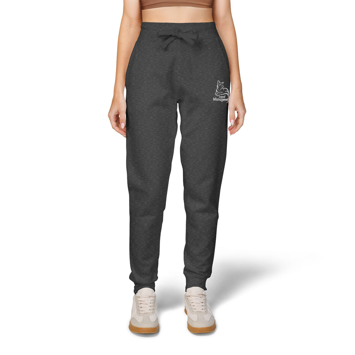Lap of Management Embroidered Cat Fleece Joggers