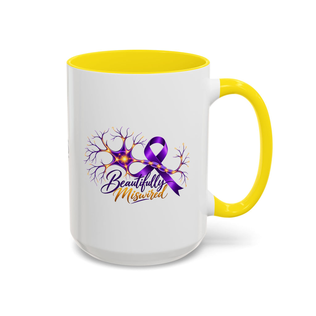 Beautifully Miswired Epilepsy Awareness Ceramic Mug | Purple Ribbon & Neuron Design (11/15oz)