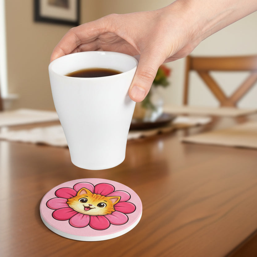 Blooming Cat Coaster – Tiny Burst of Joy