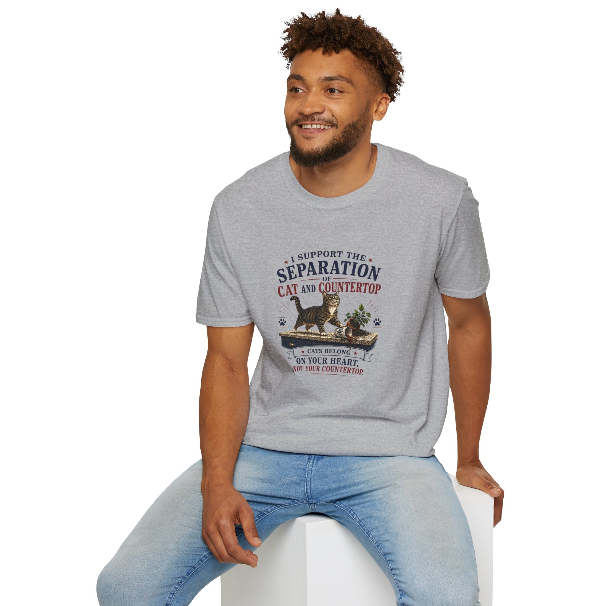 Separation of Cat and Countertop T-Shirt | Funny Cat Lover Tee