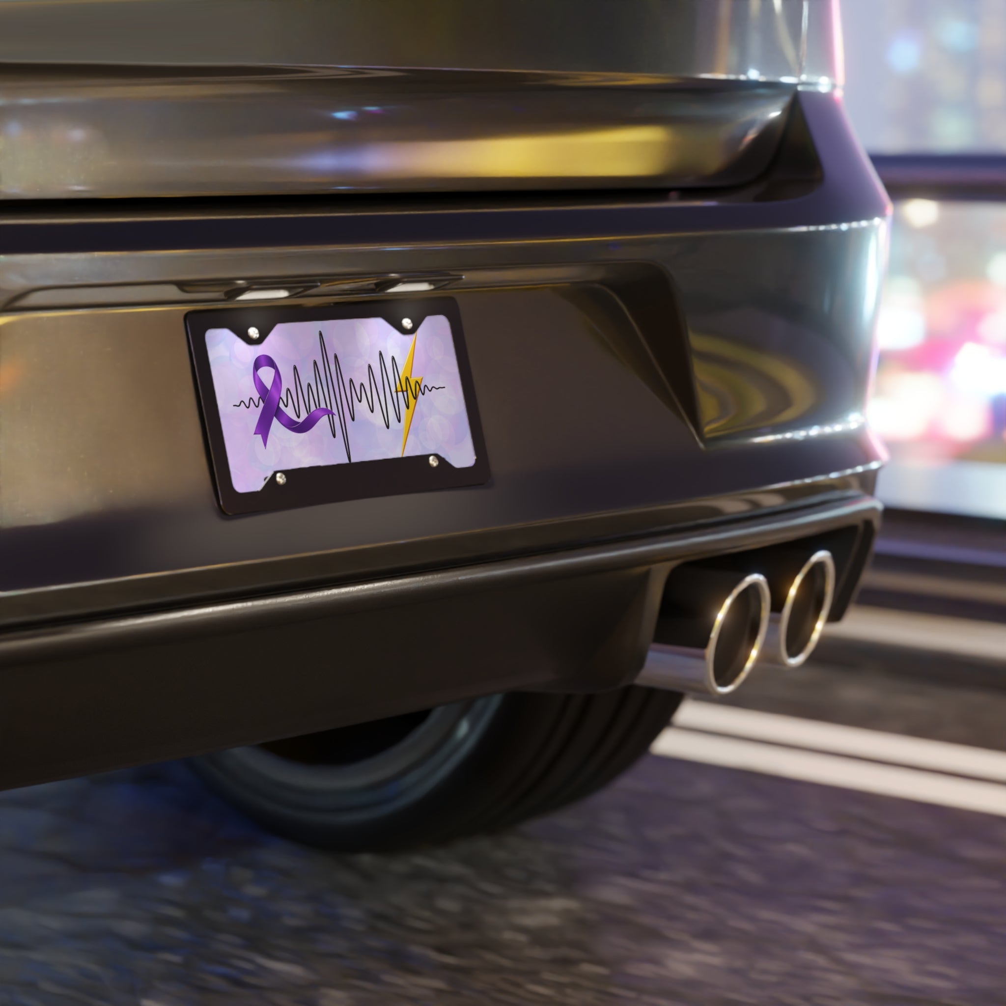 Epilepsy Awareness Purple Ribbon License Plate