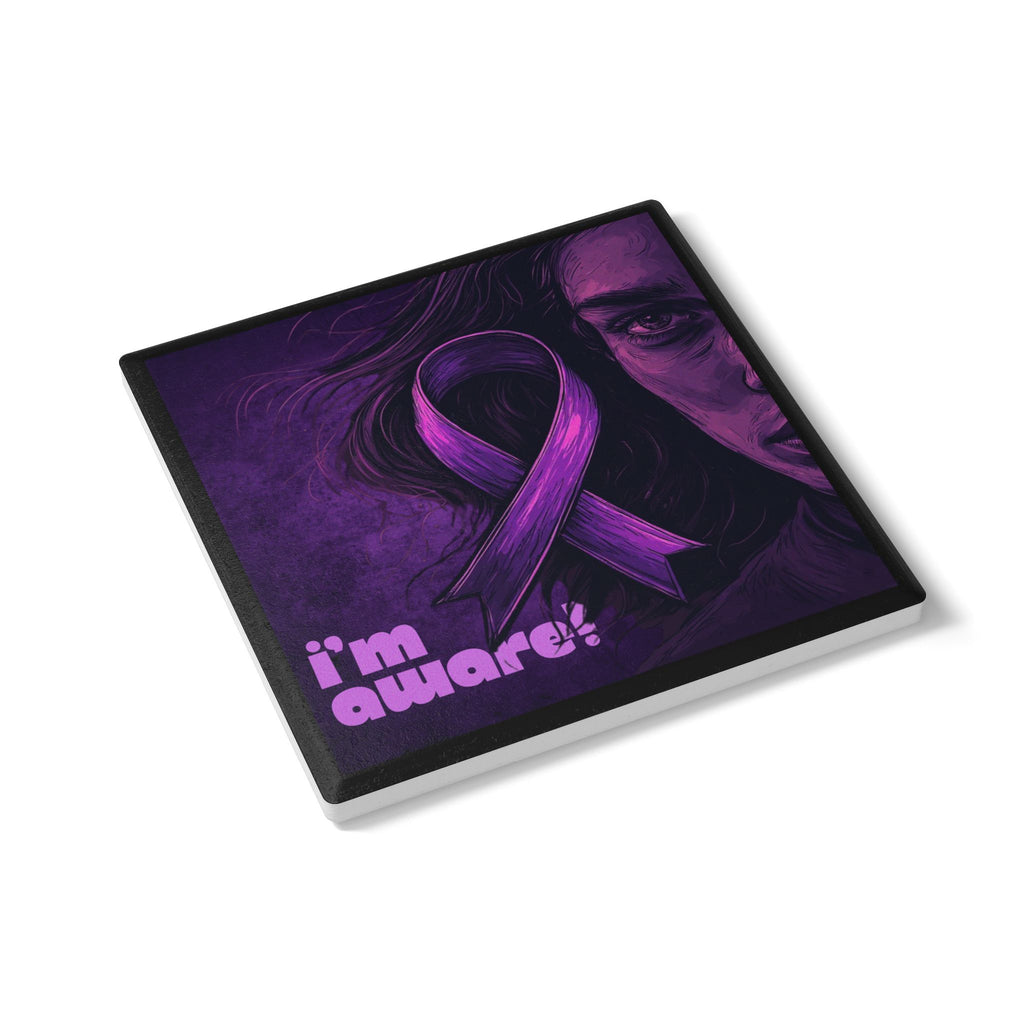 Epilepsy Awareness Ribbon Coaster Set, Inspirational Gift