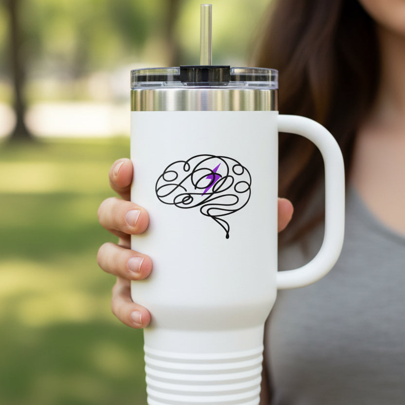 Abstract Brain Line Art 40oz Insulated Tumbler with Handle
