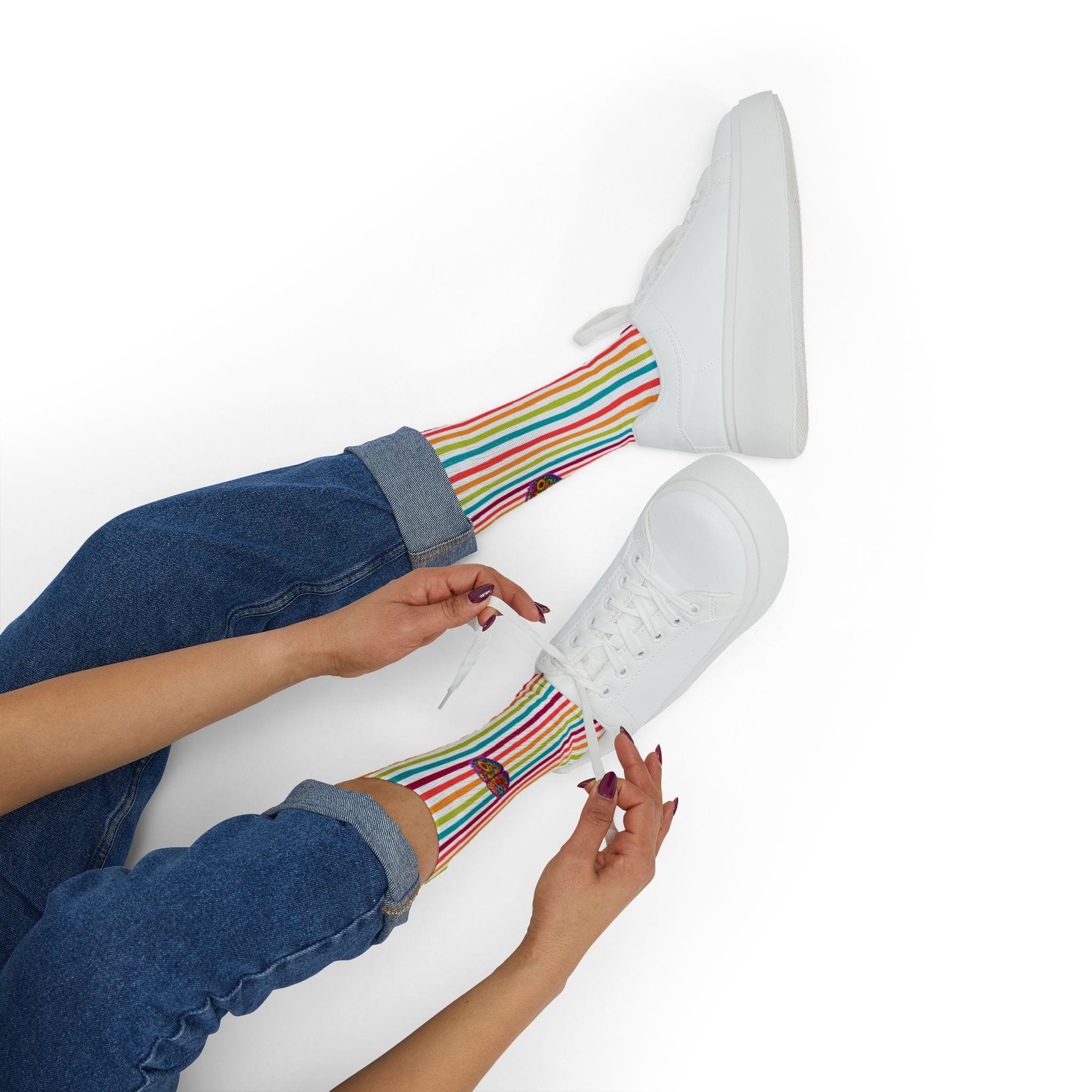 Floral Brain Epilepsy Awareness Crew Socks – Colorful Neurostrong Socks