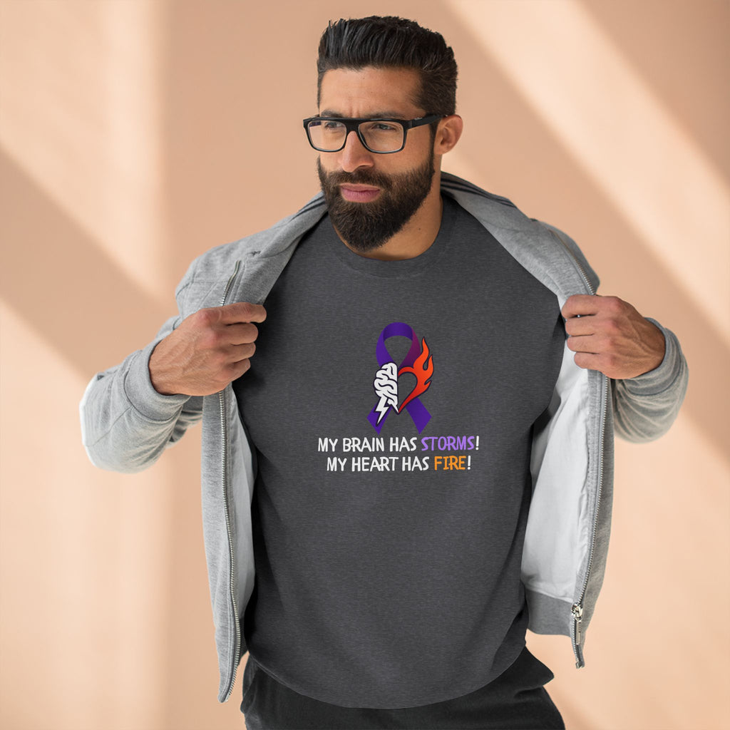 Epilepsy Awareness “Brain Storms & Heart Fire” Unisex Sweatshirt