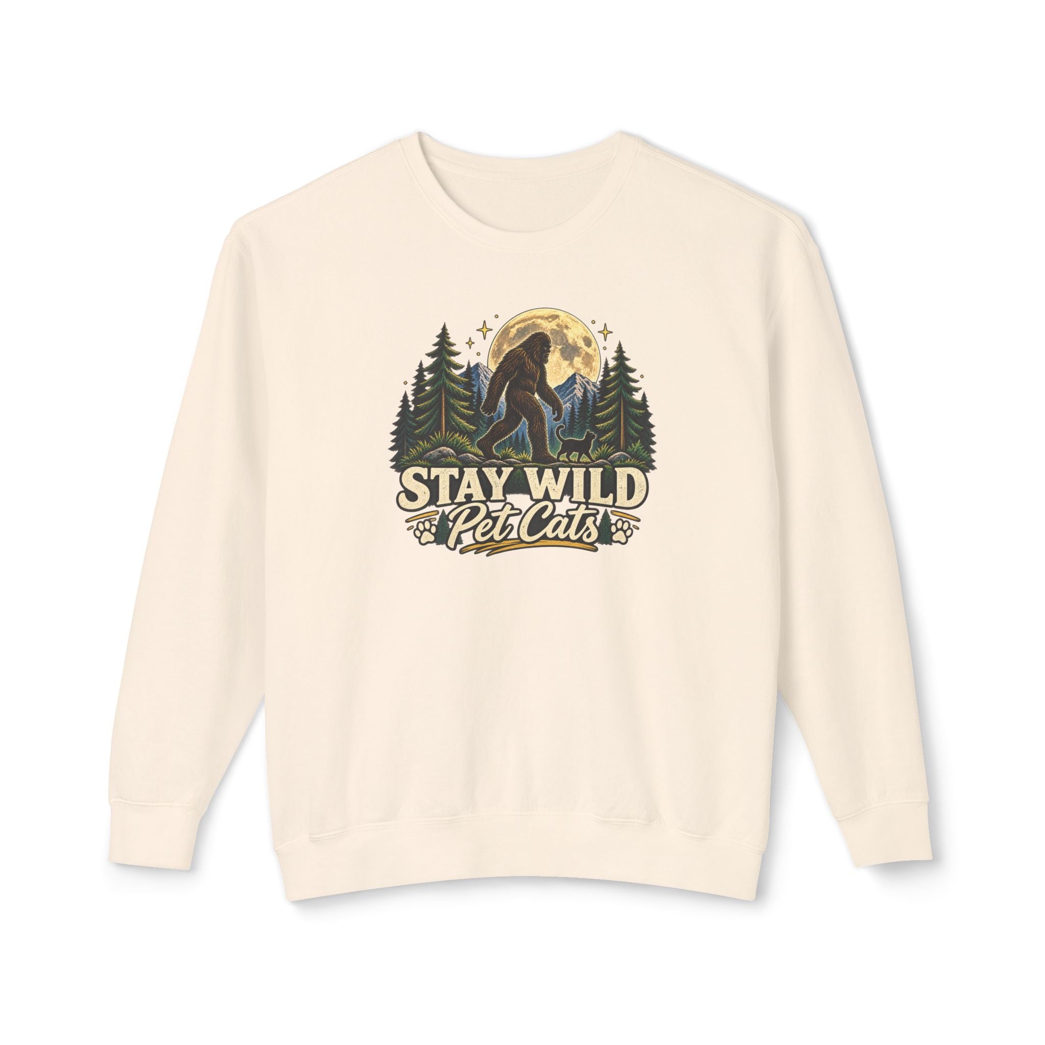 Stay Wild Pet Cats Sasquatch Crewneck Sweatshirt