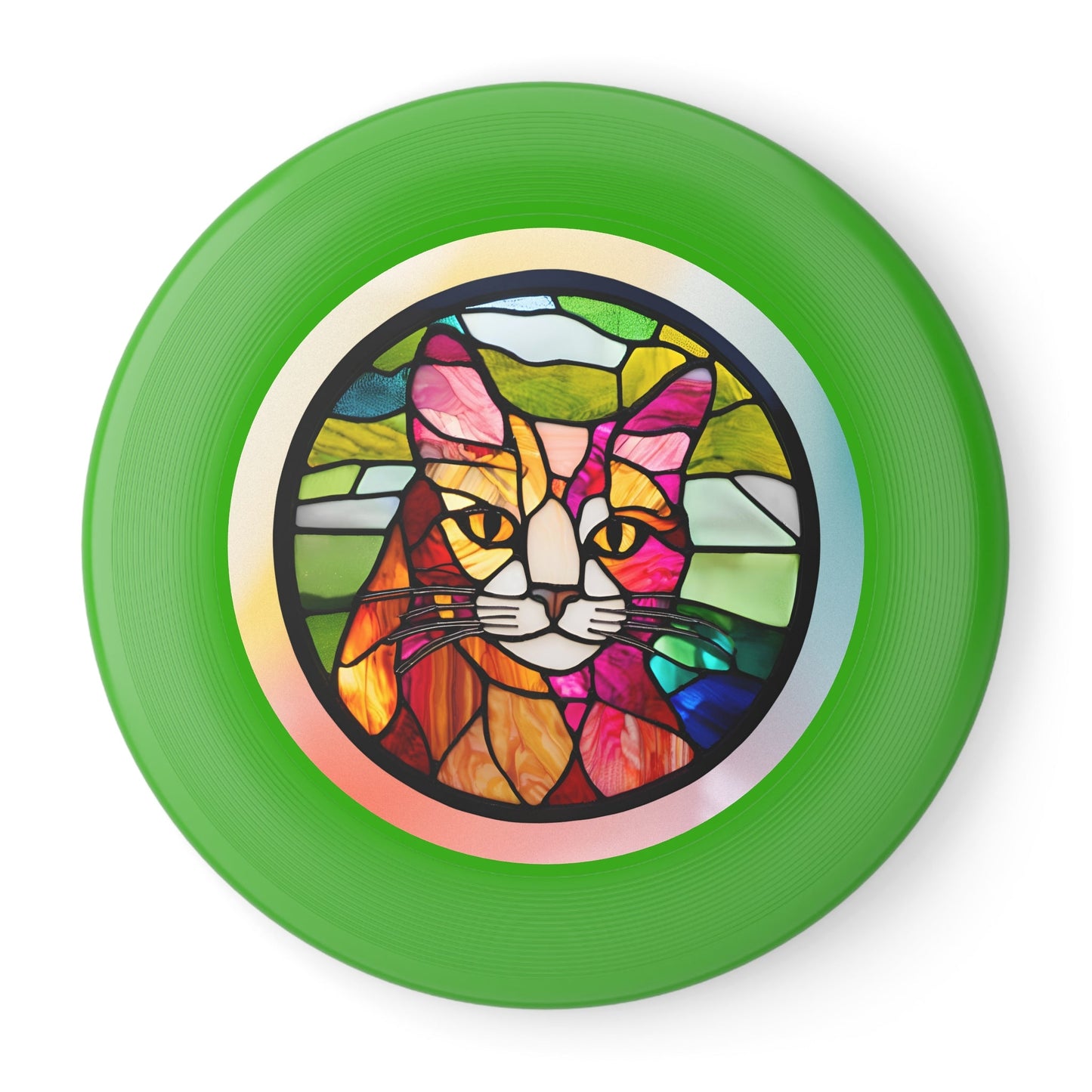 Stained Glass Cat Frisbee - Colorful Outdoor Fun for Cat Lovers Printify