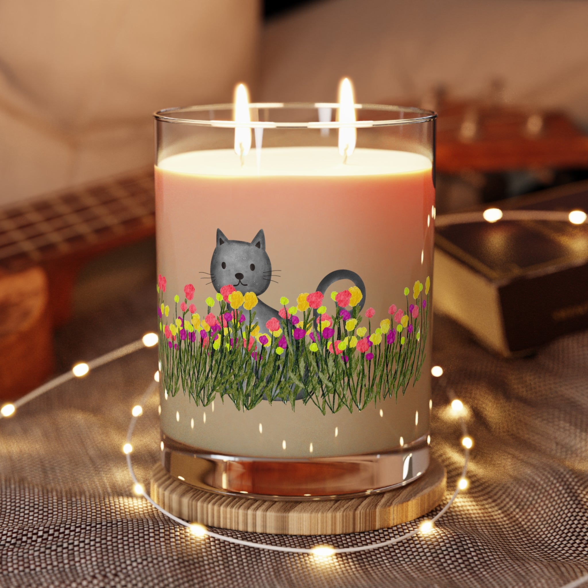 Cat in the Wildflowers Scented Candle – Cozy Floral Cat Candle