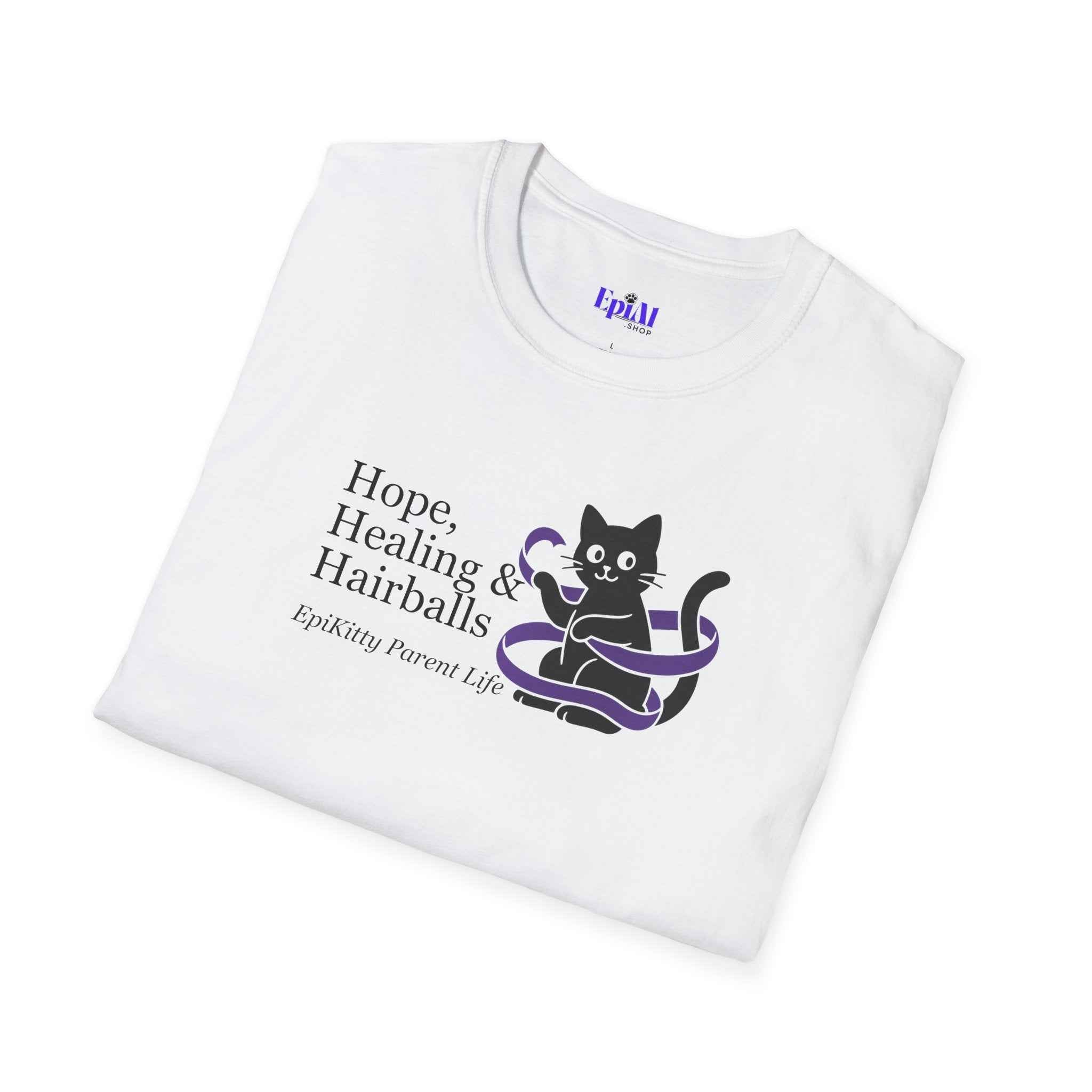 Hope, Healing & Hairballs Cat T-Shirt – Epikitty Parent Awareness Tee