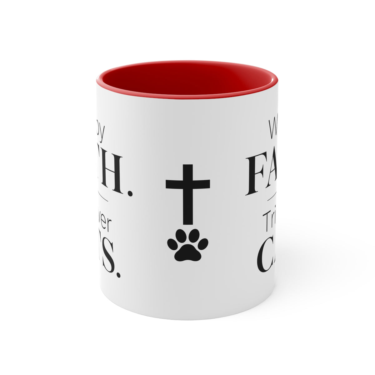 Walk by Faith, Trip Over Cats Accent Mug