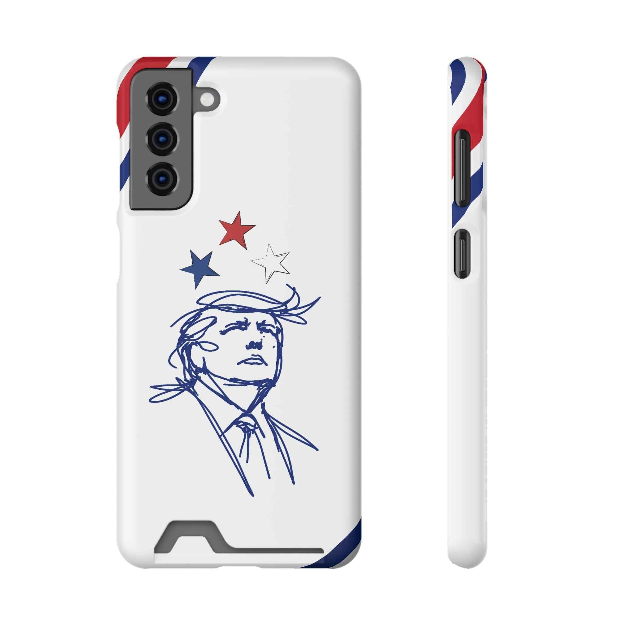 Swoop Guy Samsung Galaxy Case – Minimal Line Portrait Patriotic Design, Slim Protective Case with Card Slot