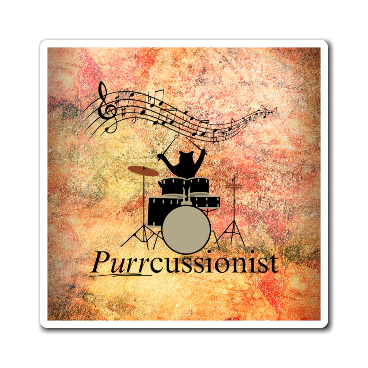 Photo depicting the ​Purrcussionist Magnets from EpiAl's Shop.