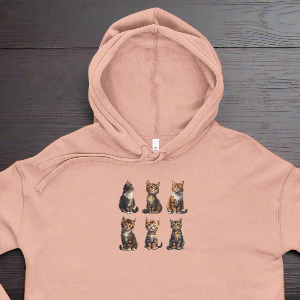 Cute Cat Graphic Cropped Hoodie