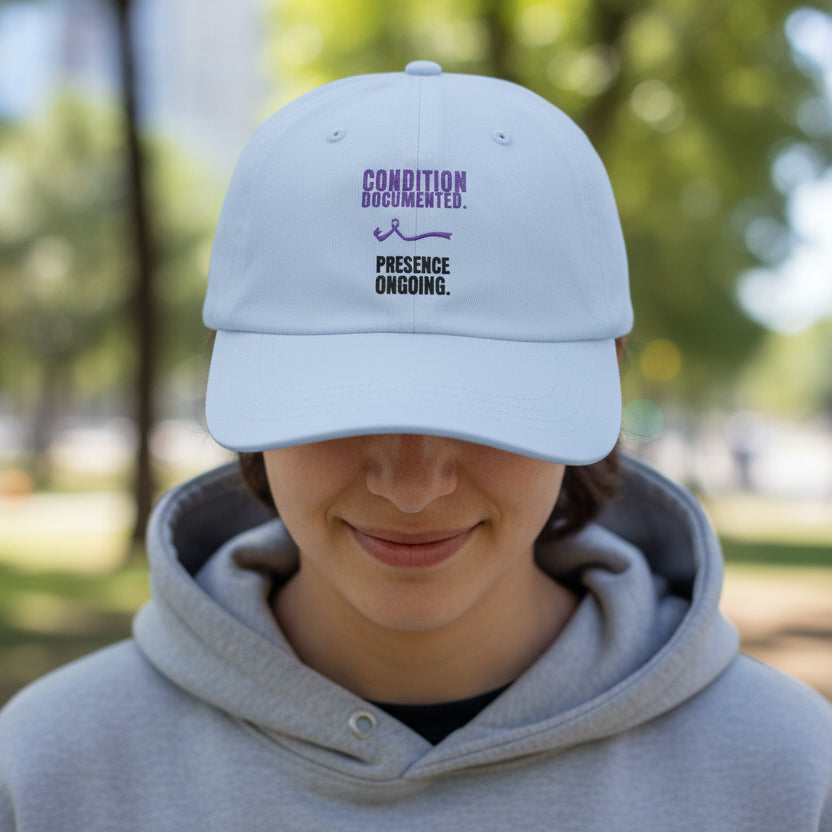 Condition Documented. Presence Ongoing. – Epilepsy Awareness Dad Hat