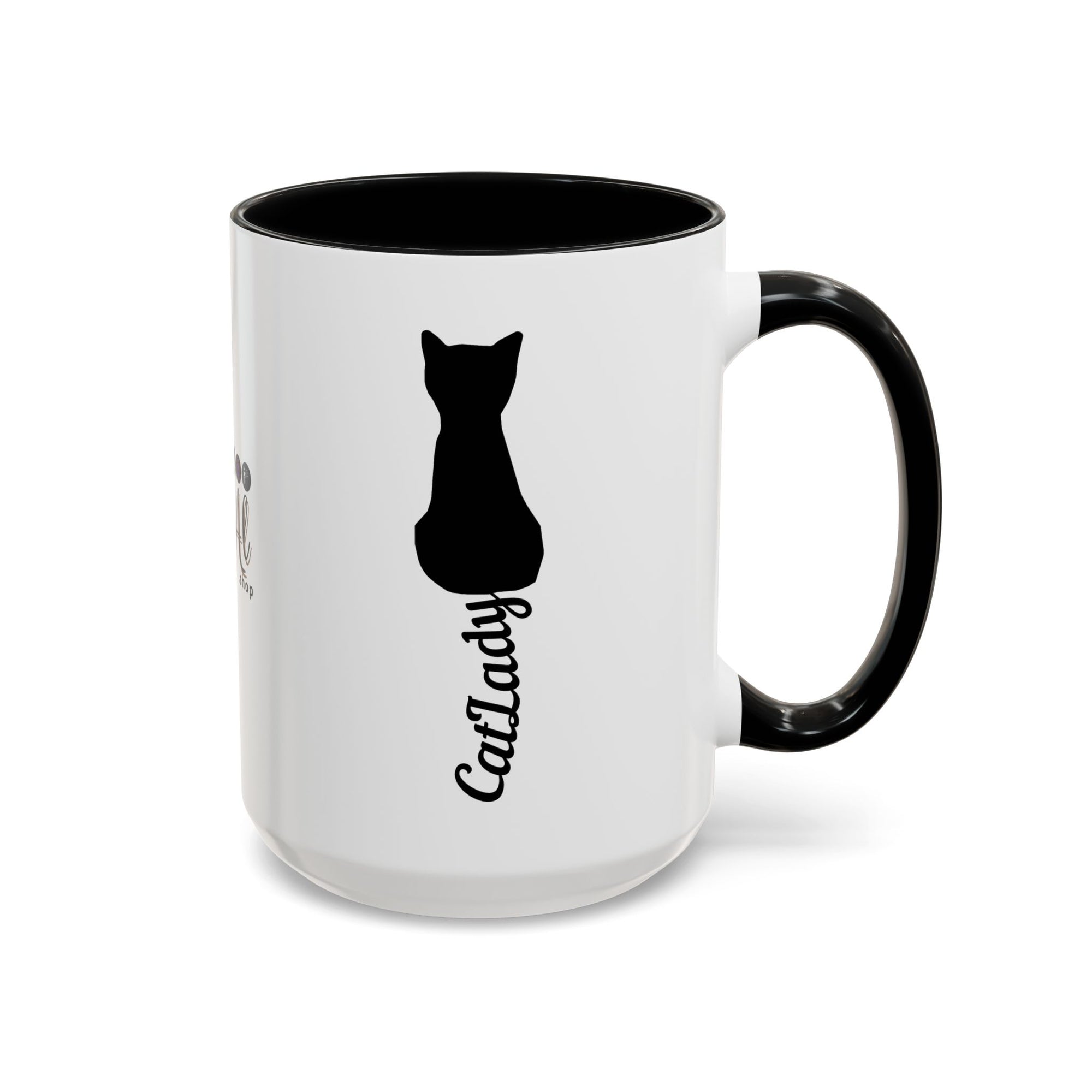 Cursive Tail Cat Lady Coffee Mug, Gift for Cat Lovers