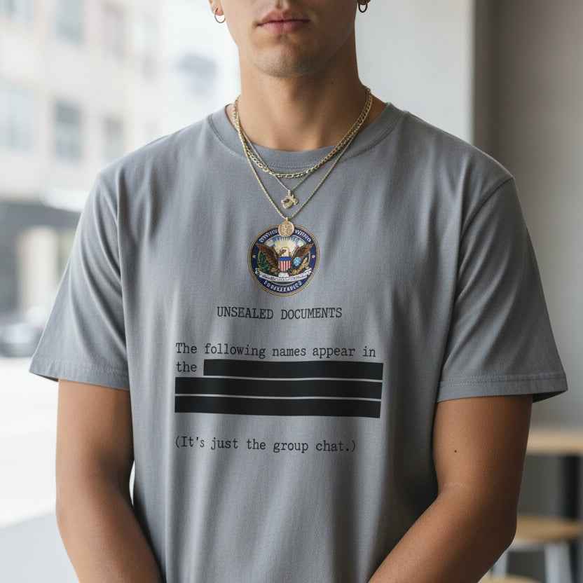 Unsealed Documents Unisex T-Shirt – Redacted Group Chat Political Satire Tee