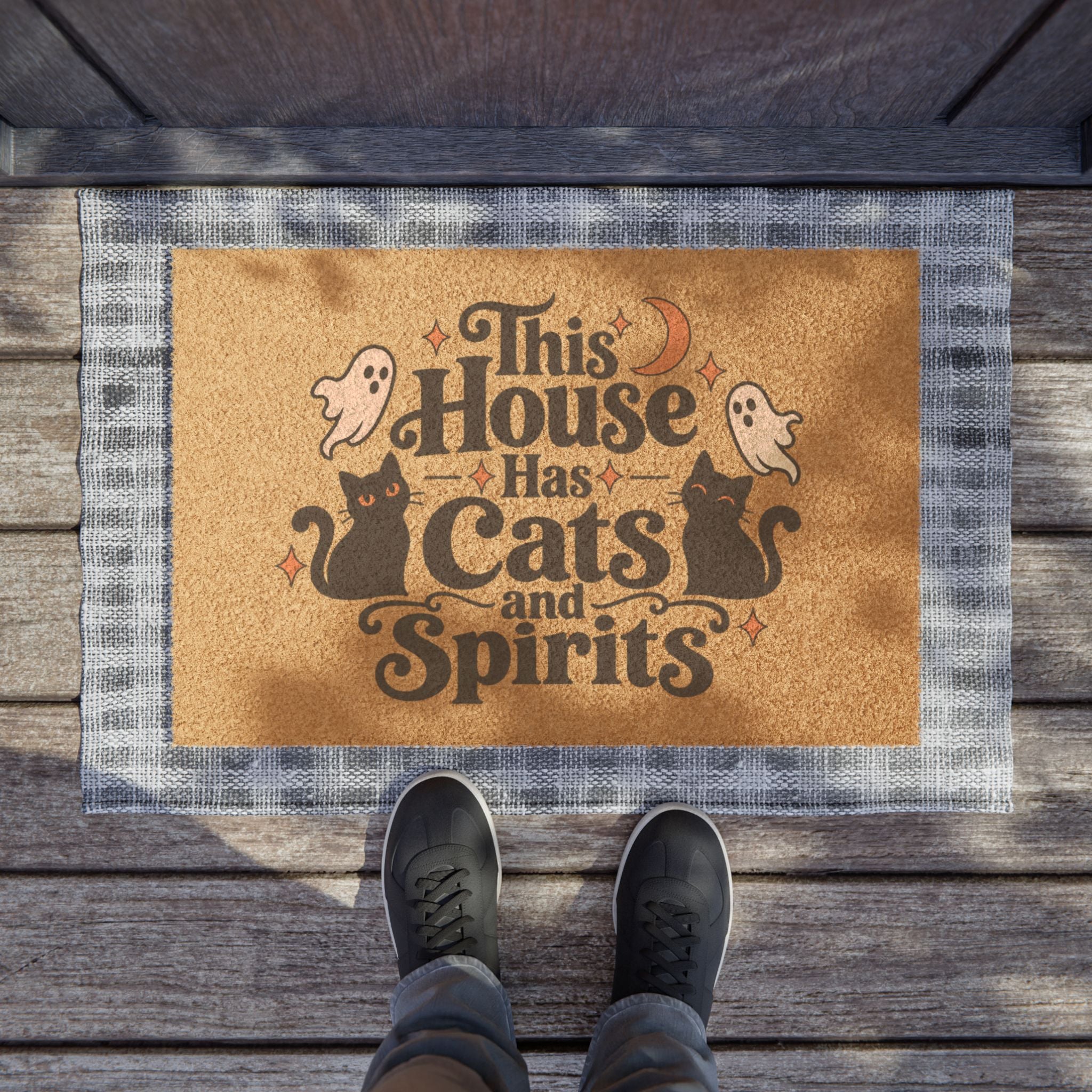 This House Has Cats and Spirits Halloween Coir Doormat