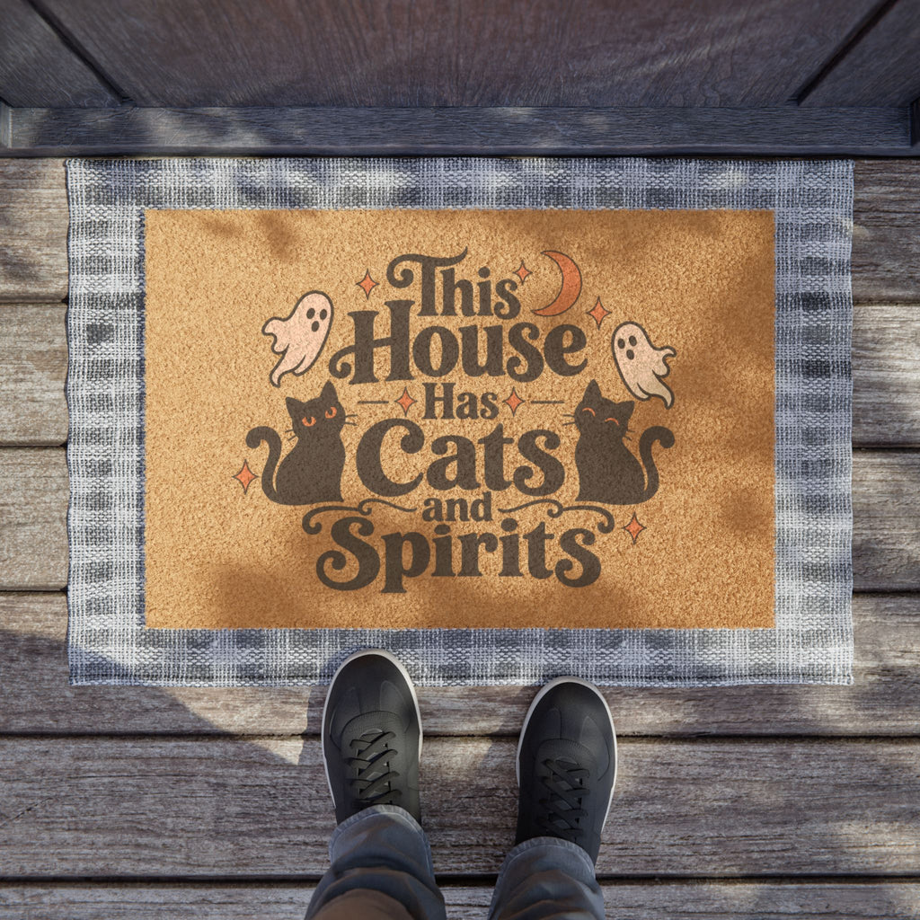 This House Has Cats and Spirits Halloween Coir Doormat