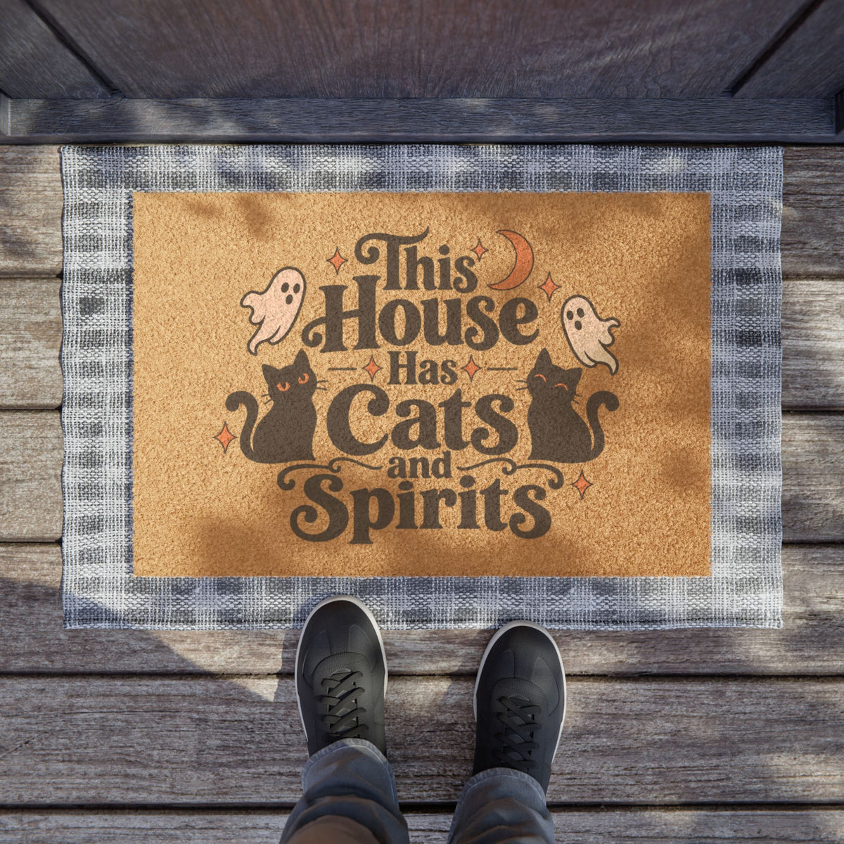 This House Has Cats and Spirits Halloween Coir Doormat
