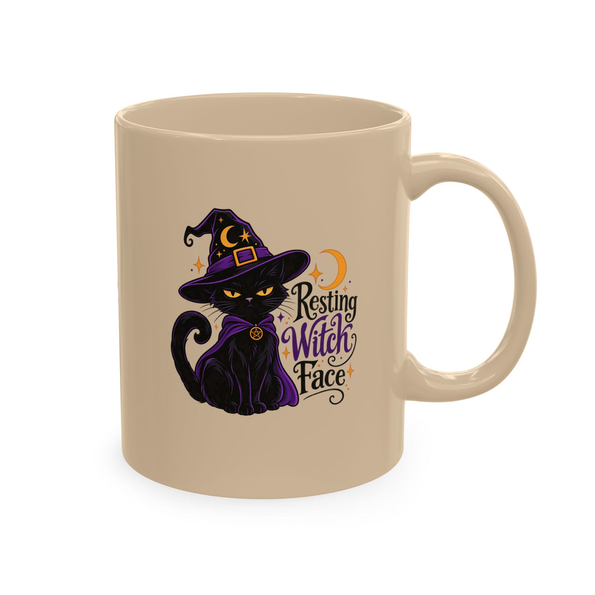 Resting Witch Face Cat Mug | 11 oz Halloween Coffee Mug