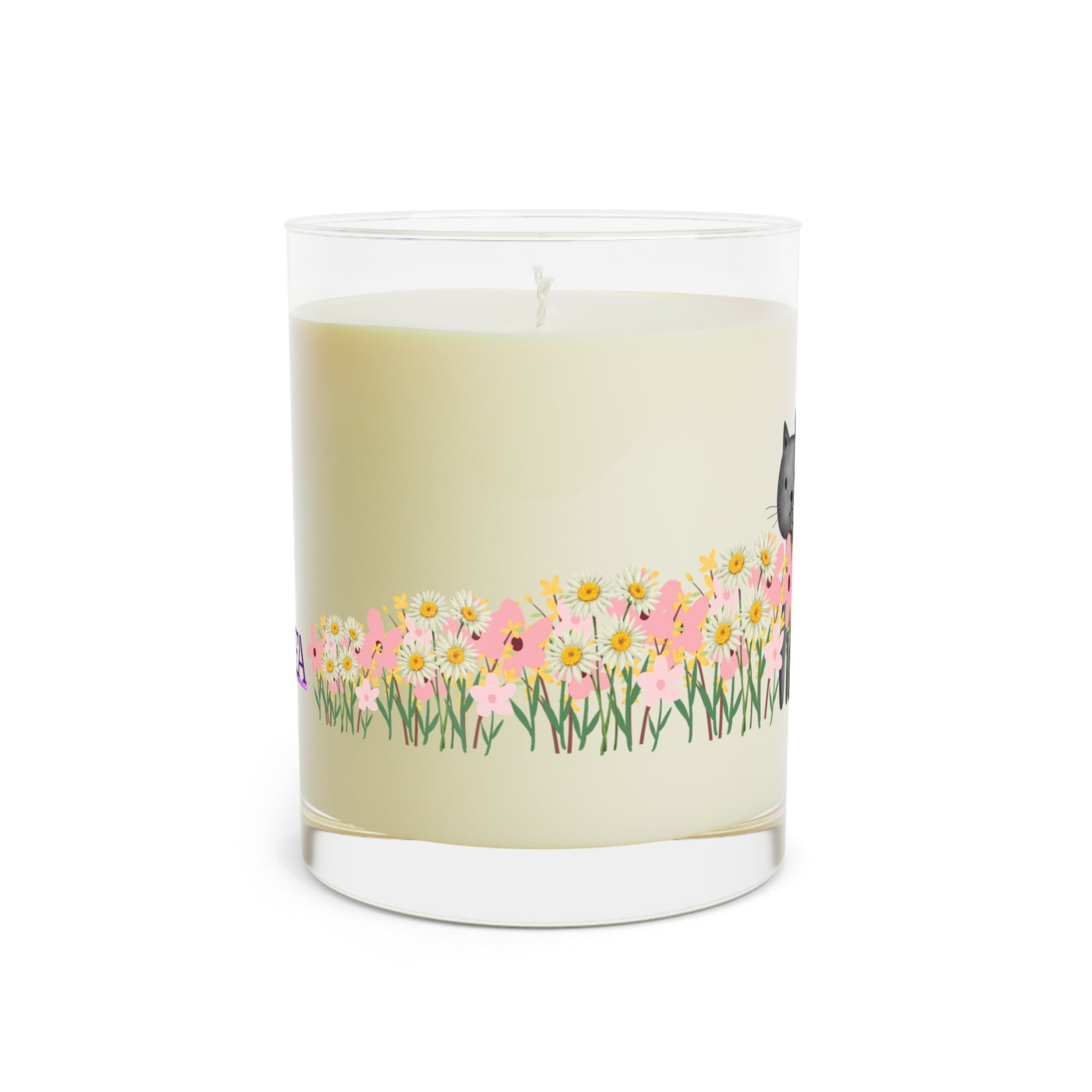 Floral Cat Glass Candle – Cozy Cat Lover Home Decor