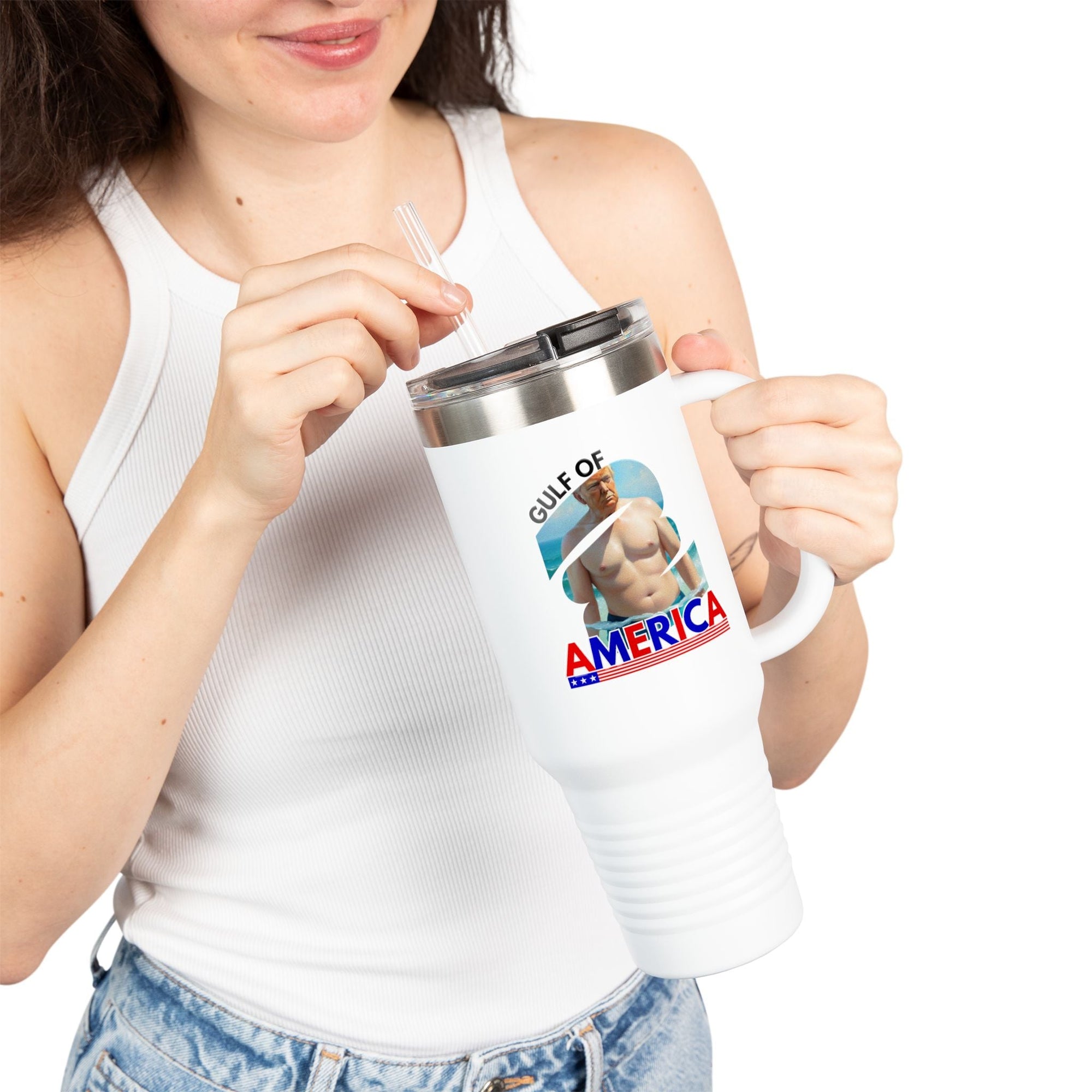 Trump's Gulf of America Insulated Travel Mug - 40oz Printify