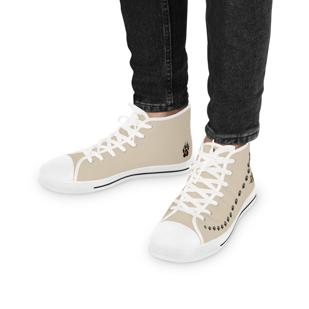 Jimothy Raccoon Paw Print Men's High-Top Canvas Sneakers